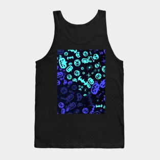 Halloween Pattern Art Design Blue Tank Top